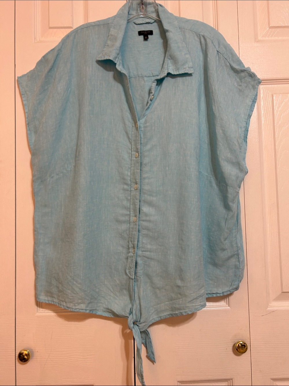 Talbots Light Blue 100% Linen Button Front Shirt